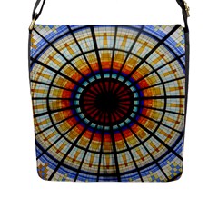 Background Stained Glass Window Flap Closure Messenger Bag (l) by Pakrebo