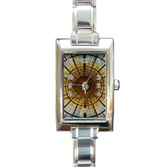 Barcelona Glass Window Stained Glass Rectangle Italian Charm Watch by Pakrebo