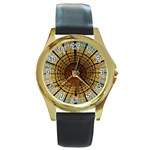 Barcelona Glass Window Stained Glass Round Gold Metal Watch Front