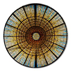 Barcelona Glass Window Stained Glass Magnet 5  (round) by Pakrebo