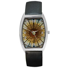 Barcelona Glass Window Stained Glass Barrel Style Metal Watch by Pakrebo