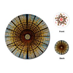 Barcelona Glass Window Stained Glass Playing Cards (round) by Pakrebo