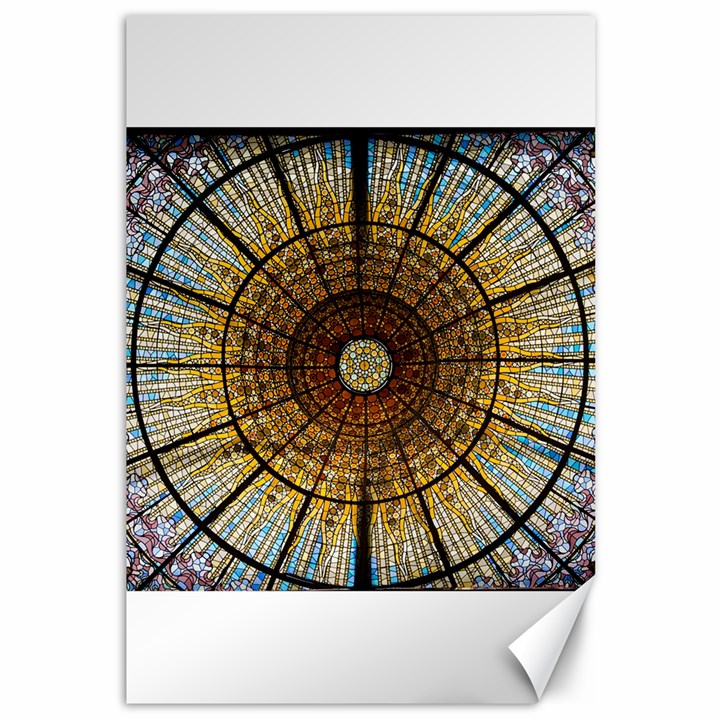 Barcelona Glass Window Stained Glass Canvas 12  x 18 