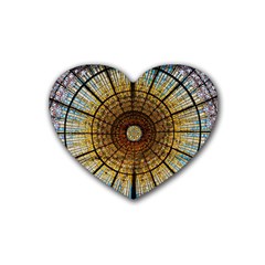 Barcelona Glass Window Stained Glass Heart Coaster (4 Pack)  by Pakrebo