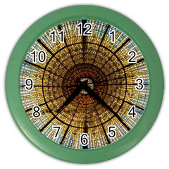 Barcelona Glass Window Stained Glass Color Wall Clock by Pakrebo