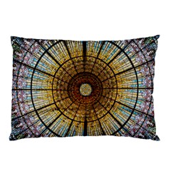 Barcelona Glass Window Stained Glass Pillow Case by Pakrebo