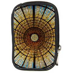 Barcelona Glass Window Stained Glass Compact Camera Leather Case by Pakrebo