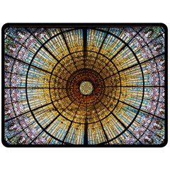 Barcelona Glass Window Stained Glass Fleece Blanket (large)  by Pakrebo