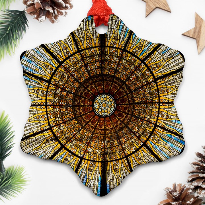 Barcelona Glass Window Stained Glass Snowflake Ornament (Two Sides)