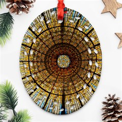 Barcelona Glass Window Stained Glass Ornament (oval Filigree) by Pakrebo