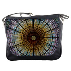 Barcelona Glass Window Stained Glass Messenger Bag by Pakrebo