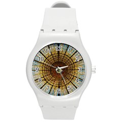 Barcelona Glass Window Stained Glass Round Plastic Sport Watch (m)