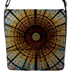 Barcelona Glass Window Stained Glass Flap Closure Messenger Bag (s) by Pakrebo