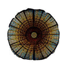 Barcelona Glass Window Stained Glass Standard 15  Premium Flano Round Cushions by Pakrebo