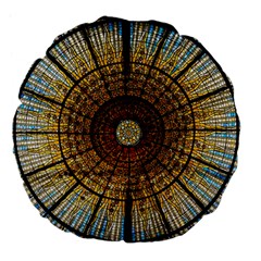 Barcelona Glass Window Stained Glass Large 18  Premium Flano Round Cushions by Pakrebo