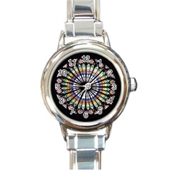 Stained Glass Cathedral Rosette Round Italian Charm Watch