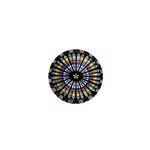 Stained Glass Cathedral Rosette 1  Mini Buttons Front