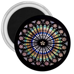 Stained Glass Cathedral Rosette 3  Magnets by Pakrebo