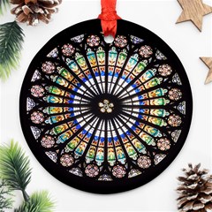 Stained Glass Cathedral Rosette Ornament (round) by Pakrebo