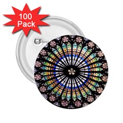 Stained Glass Cathedral Rosette 2 25  Buttons (100 Pack) 