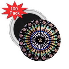 Stained Glass Cathedral Rosette 2 25  Magnets (100 Pack) 