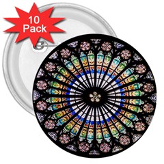 Stained Glass Cathedral Rosette 3  Buttons (10 Pack)  by Pakrebo