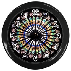 Stained Glass Cathedral Rosette Wall Clock (black) by Pakrebo