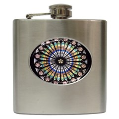 Stained Glass Cathedral Rosette Hip Flask (6 Oz) by Pakrebo