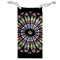 Stained Glass Cathedral Rosette Jewelry Bag by Pakrebo