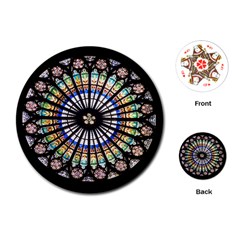 Stained Glass Cathedral Rosette Playing Cards (round) by Pakrebo