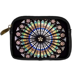 Stained Glass Cathedral Rosette Digital Camera Leather Case by Pakrebo