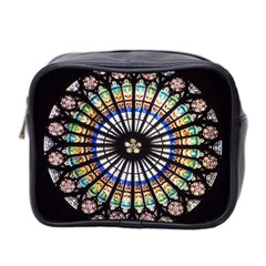 Stained Glass Cathedral Rosette Mini Toiletries Bag (two Sides) by Pakrebo