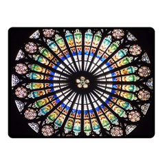 Stained Glass Cathedral Rosette Fleece Blanket (small) by Pakrebo