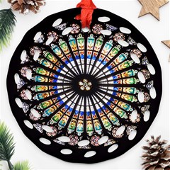 Stained Glass Cathedral Rosette Round Filigree Ornament (two Sides) by Pakrebo