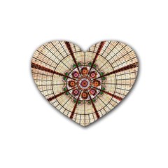 Pattern Round Abstract Geometric Heart Coaster (4 Pack)  by Pakrebo