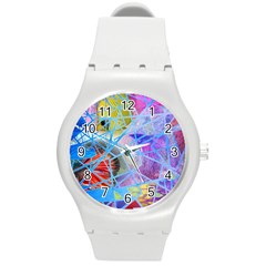 Wallpaper Stained Glass Round Plastic Sport Watch (m)