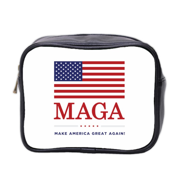 MAGA Make America Great Again with USA flag Mini Toiletries Bag (Two Sides)