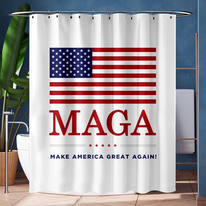 MAGA Make America Great Again with USA flag Shower Curtain 60  x 72  (Medium) 