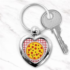 Pizza Table Pepperoni Sausage Key Chains (heart)  by Pakrebo