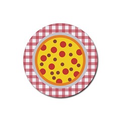 Pizza Table Pepperoni Sausage Rubber Round Coaster (4 Pack)  by Pakrebo