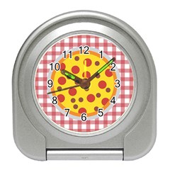 Pizza Table Pepperoni Sausage Travel Alarm Clock by Pakrebo