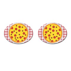 Pizza Table Pepperoni Sausage Cufflinks (oval) by Pakrebo