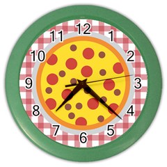 Pizza Table Pepperoni Sausage Color Wall Clock by Pakrebo