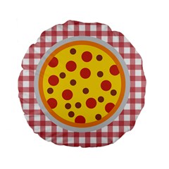 Pizza Table Pepperoni Sausage Standard 15  Premium Flano Round Cushions by Pakrebo