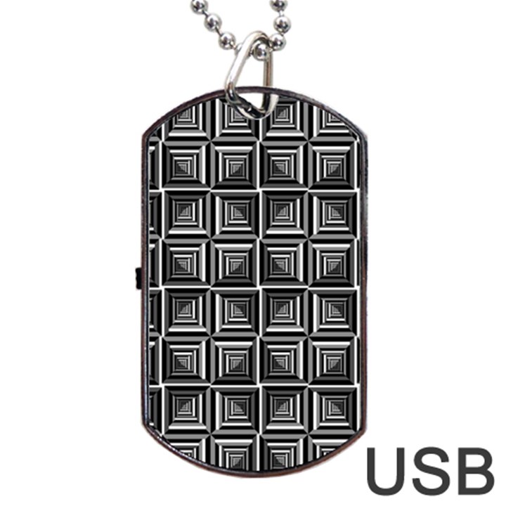 Pattern Op Art Black White Grey Dog Tag USB Flash (One Side)