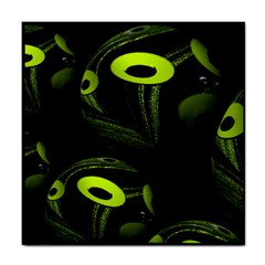 Fractal Fractals Green Ball Black Tile Coasters