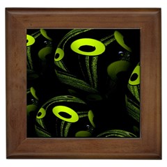 Fractal Fractals Green Ball Black Framed Tiles