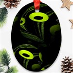 Fractal Fractals Green Ball Black Ornament (Oval) Front