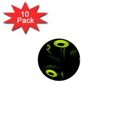 Fractal Fractals Green Ball Black 1  Mini Buttons (10 pack) 