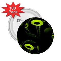 Fractal Fractals Green Ball Black 2.25  Buttons (100 pack) 